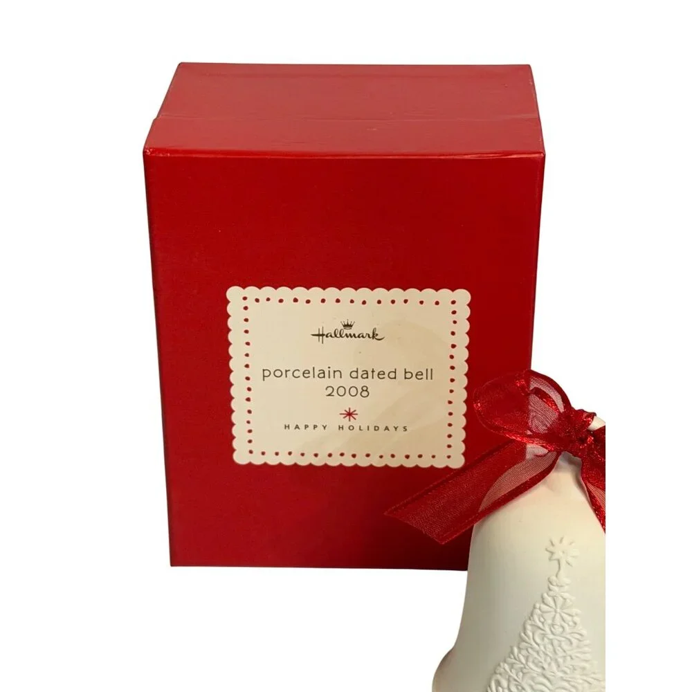 Hallmark 2008 Porcelain Bell Ornament Christmas Tree Design Holiday 4